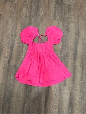 Hello Molly Pink Puff-Sleeve Summer Top - Bright Hot Pink